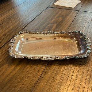 POOLE SILVER LANCASTER ROSE SILVERPLATE TRAY #414.